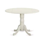 Ensemble de salle à manger rond HomeStock Linen White avec 4 chaises style moderne DLAS5-WHI-41