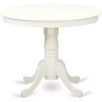 Ensemble de salle à manger 5 pièces rond avec pied central HomeStock ANVA5, lin blanc