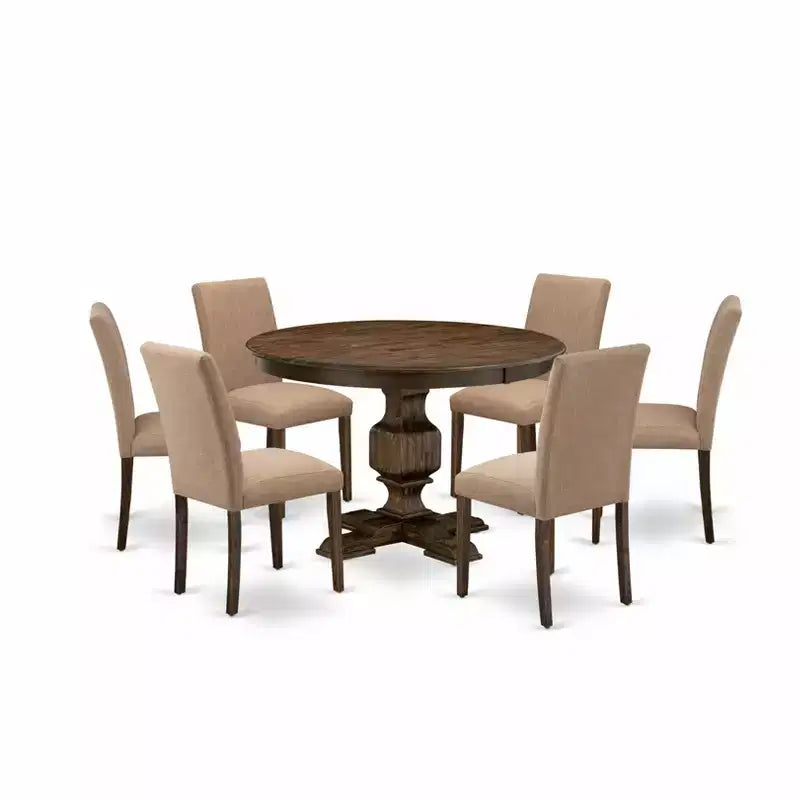 Ensemble de salle à manger HomeStock moderne 7 pièces en tissu de lin sable clair