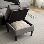 HYLEORY Canapé d'angle réversible 3 places en tissu de lin, avec pouf, pour salon, appartement et bureau