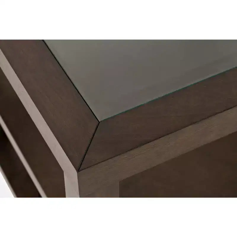 Jofran, table d'appoint contemporaine Urban Icon en verre incrusté avec rangement
