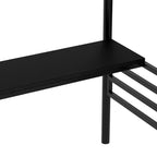 Lit mezzanine double en métal de style industriel Whisen 94,40''L 41,40''W 71,70H avec bureau intégré et escalier - Noir