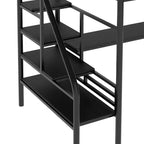 Lit mezzanine double en métal de style industriel Whisen 94,40''L 41,40''W 71,70H avec bureau intégré et escalier - Noir