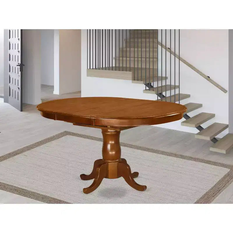 AccueilStockTable à manger ovale Portland avec rallonge papillon et pied piédestal Saddle