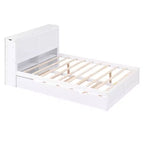 Lit plateforme Whisen avec étagères coulissantes et lit gigogne simple - Blanc