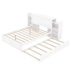 Lit plateforme Whisen avec étagères coulissantes et lit gigogne simple - Blanc