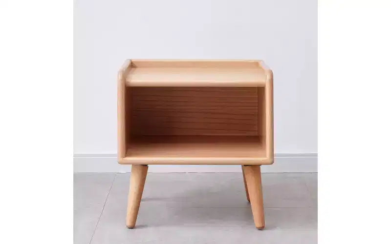 Table de chevet GDFStudio Albert en hêtre massif de 40 cm de haut avec armoire de rangement