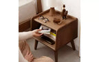 Table de chevet GDFStudio Albert en hêtre massif de 40 cm de haut avec armoire de rangement