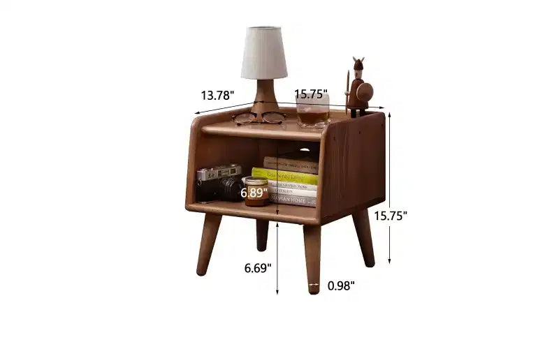 Table de chevet GDFStudio Albert en hêtre massif de 40 cm de haut avec armoire de rangement