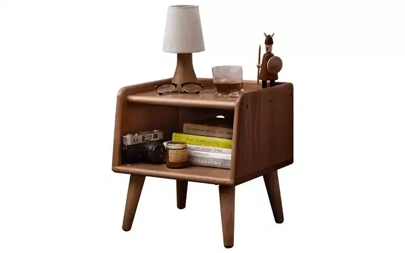 Table de chevet GDFStudio Albert en hêtre massif de 40 cm de haut avec armoire de rangement
