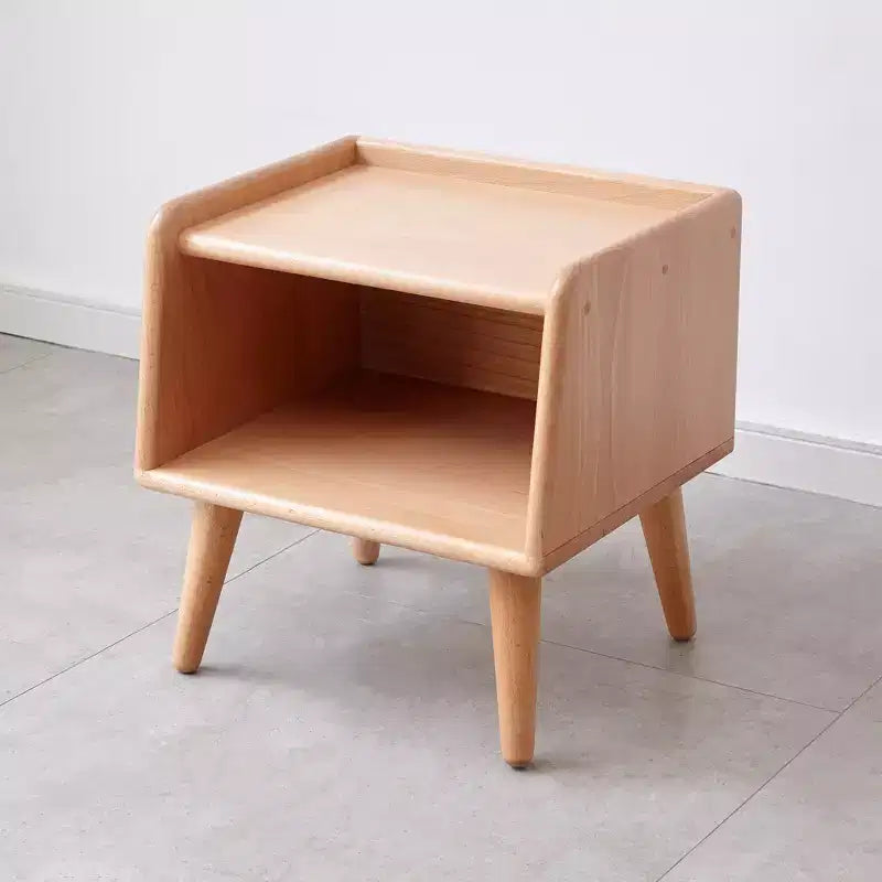 Table de chevet GDFStudio Albert en hêtre massif de 40 cm de haut avec armoire de rangement