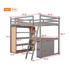 Lit mezzanine pleine grandeur Whisen de 197,6 cm (77,8 po) de long et 191,3 cm (75,3 po) de large avec échelle, étagères et bureau