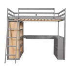 Lit mezzanine pleine grandeur Whisen de 197,6 cm (77,8 po) de long et 191,3 cm (75,3 po) de large avec échelle, étagères et bureau