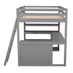 Lit mezzanine pleine grandeur Whisen de 197,6 cm (77,8 po) de long et 191,3 cm (75,3 po) de large avec échelle, étagères et bureau