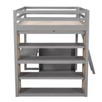 Lit mezzanine pleine grandeur Whisen de 197,6 cm (77,8 po) de long et 191,3 cm (75,3 po) de large avec échelle, étagères et bureau