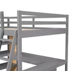 Lit mezzanine pleine grandeur Whisen de 197,6 cm (77,8 po) de long et 191,3 cm (75,3 po) de large avec échelle, étagères et bureau