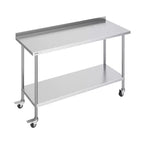 VEVOR 24 x 60 x 40 Inch Stainless Steel Work Table, Commercial Food Prep Worktable with Casters, Heavy Duty Prep Worktable, Metal Work Table