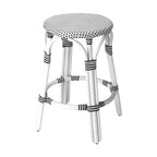 HomeRoots 24 Black and White Rattan Backless Counter Height Bar Chair