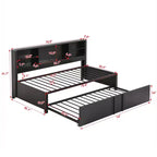 Lit de repos Whisen en métal de taille double avec lit gigogne double, étagères de rangement et ports USB