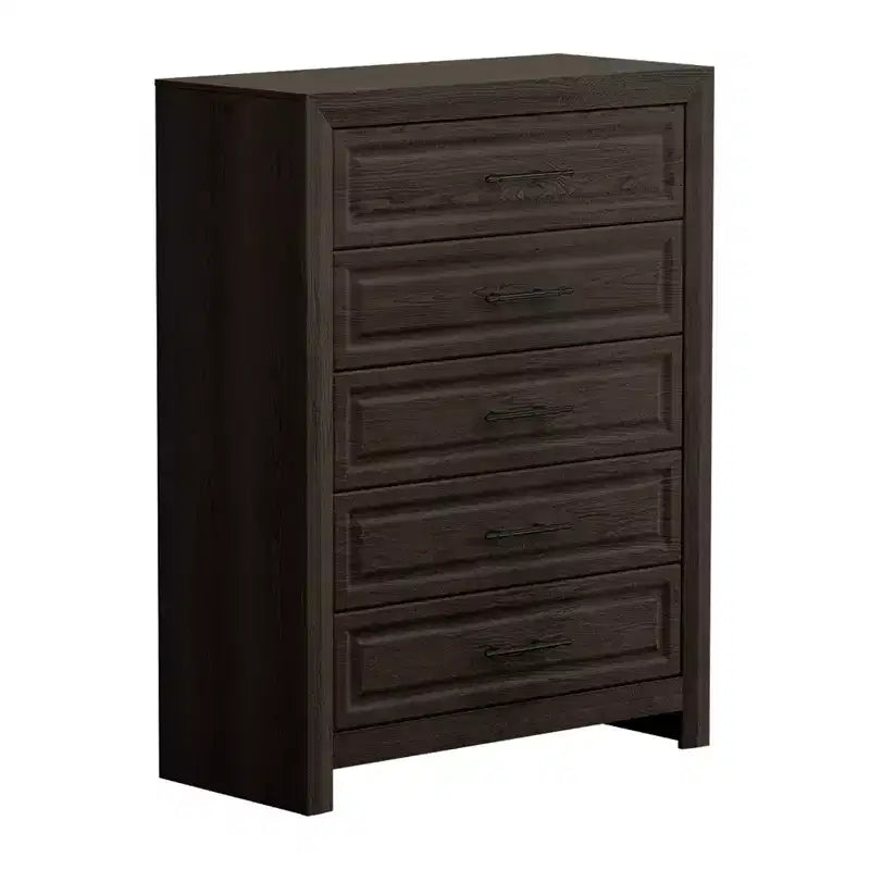 Commode à 5 tiroirs, commode haute en bois de 120 cm, organisateur de rangement rustique avec poignée vintage pour chambre à coucher, placard, couloir.