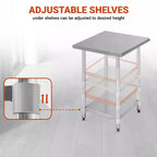 Table de travail de cuisine en acier inoxydable BMS 24/36/48/60 pouces résistante aux rayures avec pied de table réglable