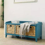 Banc Simple Relax en Bois avec 3 Tiroirs en Rotin et Teck