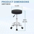 Tabouret roulant rond BestMassage, tabouret de salon avec repose-pieds, coussin en cuir PU, noir