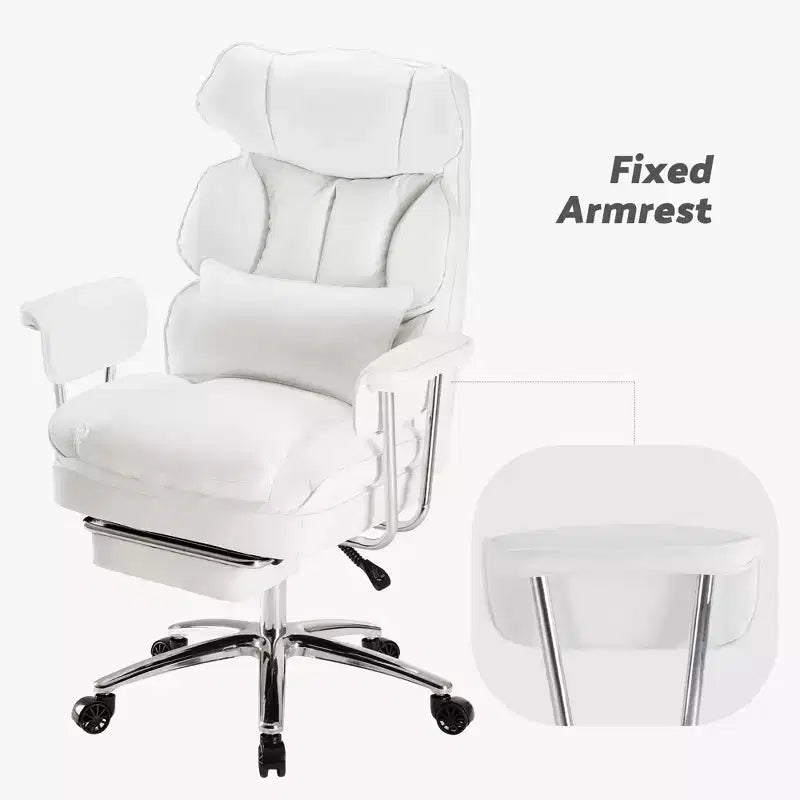 Chaise de bureau ergonomique JIONJOY avec repose-pieds - Chaise de direction certifiée BIFMA, support lombaire réglable et inclinaison à 135°, chaise pivotante en cuir PU