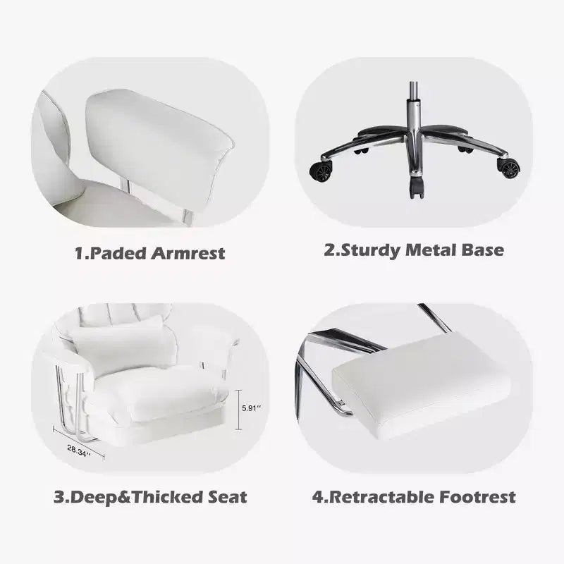 Chaise de bureau ergonomique JIONJOY avec repose-pieds - Chaise de direction certifiée BIFMA, support lombaire réglable et inclinaison à 135°, chaise pivotante en cuir PU