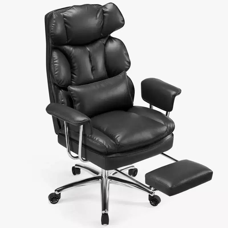 Chaise de bureau ergonomique JIONJOY avec repose-pieds - Chaise de direction certifiée BIFMA, support lombaire réglable et inclinaison à 135°, chaise pivotante en cuir PU