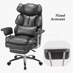 Chaise de bureau ergonomique JIONJOY avec repose-pieds - Chaise de direction certifiée BIFMA, support lombaire réglable et inclinaison à 135°, chaise pivotante en cuir PU
