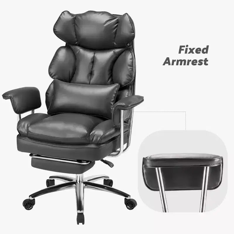 Chaise de bureau ergonomique JIONJOY avec repose-pieds - Chaise de direction certifiée BIFMA, support lombaire réglable et inclinaison à 135°, chaise pivotante en cuir PU