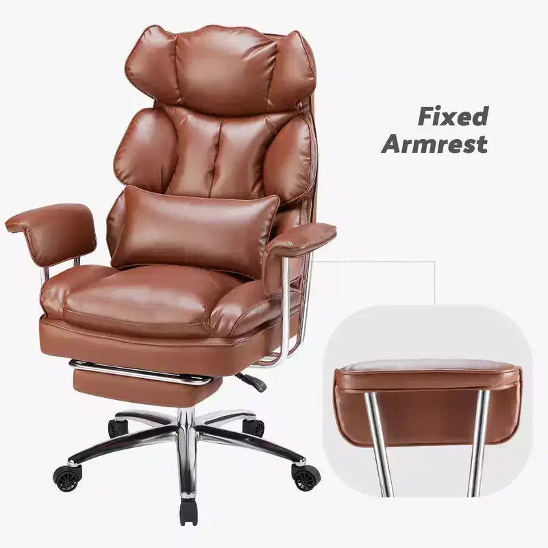 Chaise de bureau ergonomique JIONJOY avec repose-pieds - Chaise de direction certifiée BIFMA, support lombaire réglable et inclinaison à 135°, chaise pivotante en cuir PU