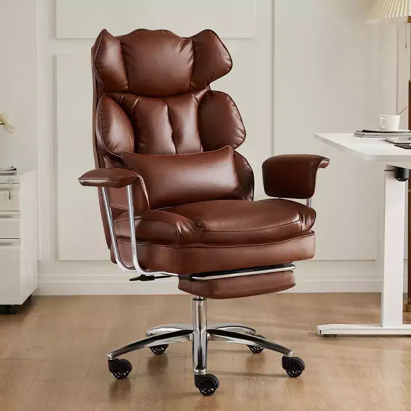 Chaise de bureau ergonomique JIONJOY avec repose-pieds - Chaise de direction certifiée BIFMA, support lombaire réglable et inclinaison à 135°, chaise pivotante en cuir PU