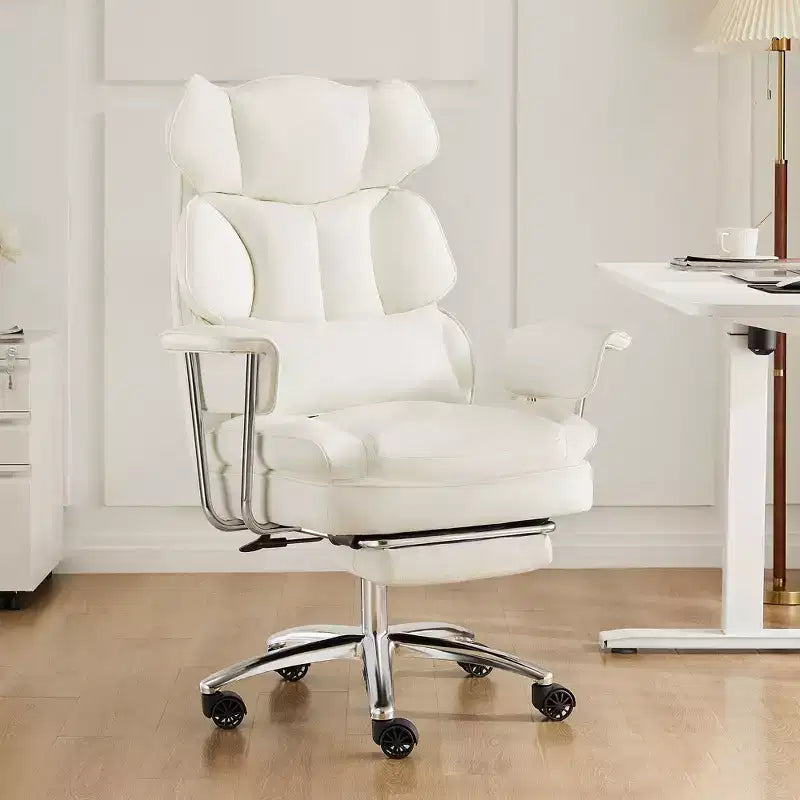 Chaise de bureau ergonomique JIONJOY avec repose-pieds - Chaise de direction certifiée BIFMA, support lombaire réglable et inclinaison à 135°, chaise pivotante en cuir PU