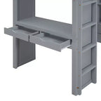 Lit mezzanine double/grand format avec bureau et éclairage LED, cadre de lit mezzanine en bois massif avec étagères et échelle - HABITRIO