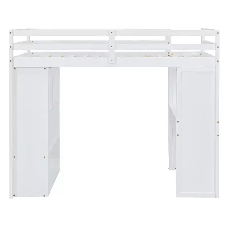 Lit mezzanine double/grand format avec bureau et éclairage LED, cadre de lit mezzanine en bois massif avec étagères et échelle - HABITRIO