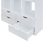 Lit mezzanine double/grand format avec bureau et éclairage LED, cadre de lit mezzanine en bois massif avec étagères et échelle - HABITRIO