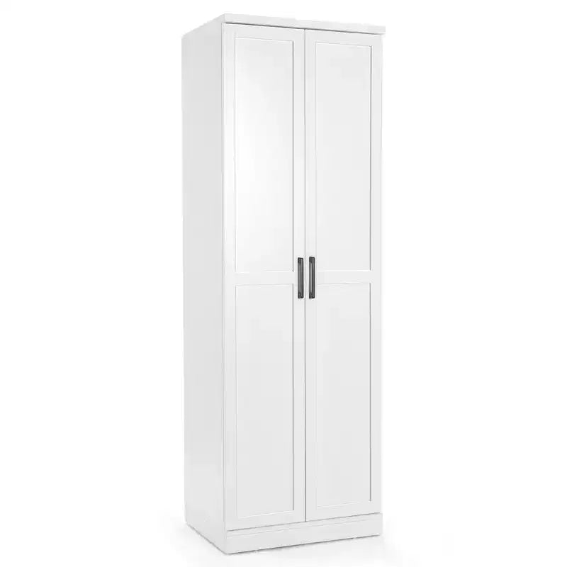 Meuble de Rangement Costway 70'' avec 2 Portes et 5 Étagères, Blanc