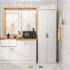Meuble de Rangement Costway 70'' avec 2 Portes et 5 Étagères, Blanc