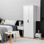 Meuble de Rangement Costway 70'' avec 2 Portes et 5 Étagères, Blanc