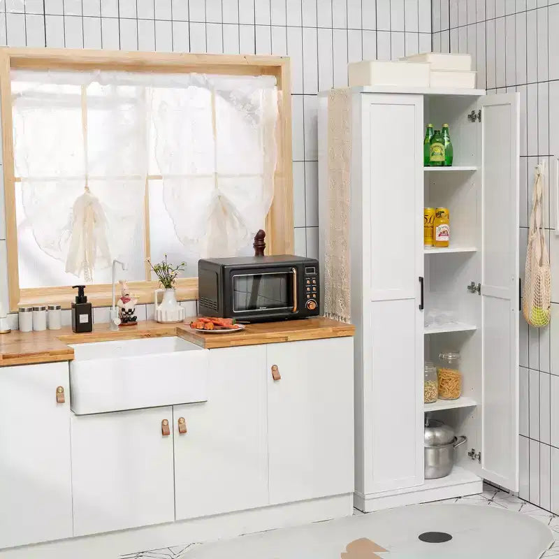 Meuble de Rangement Costway 70'' avec 2 Portes et 5 Étagères, Blanc