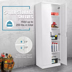 Meuble de Rangement Costway 70'' avec 2 Portes et 5 Étagères, Blanc