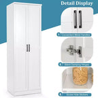 Meuble de Rangement Costway 70'' avec 2 Portes et 5 Étagères, Blanc