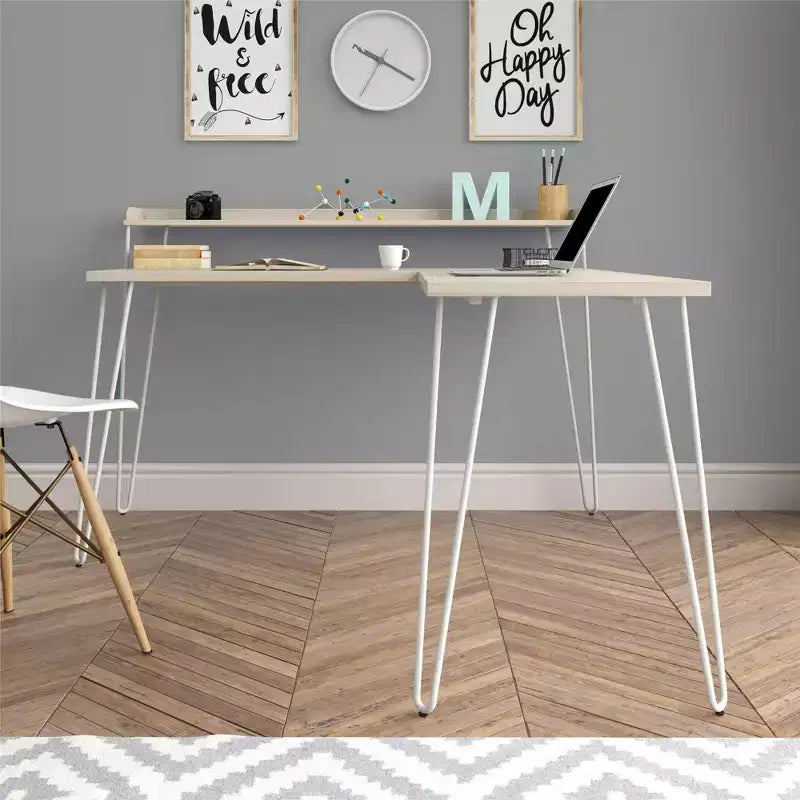 Bureau en L Ameriwood Home Haven avec étagère surélevée