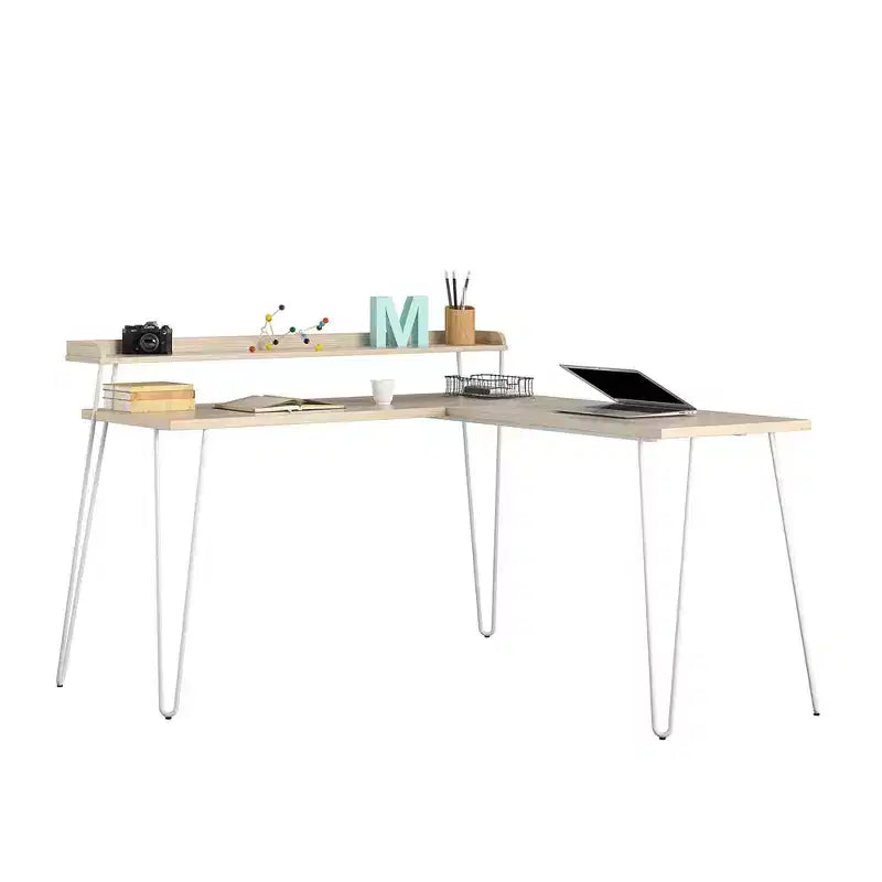Bureau en L Ameriwood Home Haven avec étagère surélevée