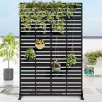 72 H47W Dovelina Black Metal Planter Box with Trellis Privacy Screen for Caf Patio,Garden & Balconies
