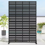 72 H47W Jardinière noire en métal Dovelina avec treillis brise-vue pour patio de café, jardin et balcons