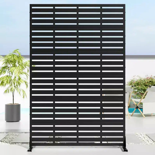 72 H47W Jardinière noire en métal Dovelina avec treillis brise-vue pour patio de café, jardin et balcons