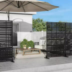 72 H47W Jardinière noire en métal Dovelina avec treillis brise-vue pour patio de café, jardin et balcons